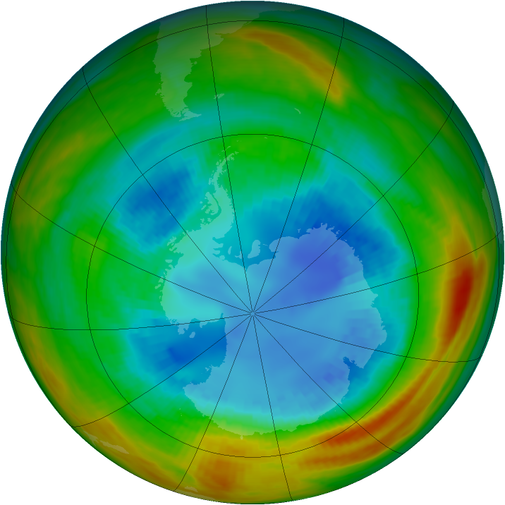 Antarctic ozone map for 27 August 1984